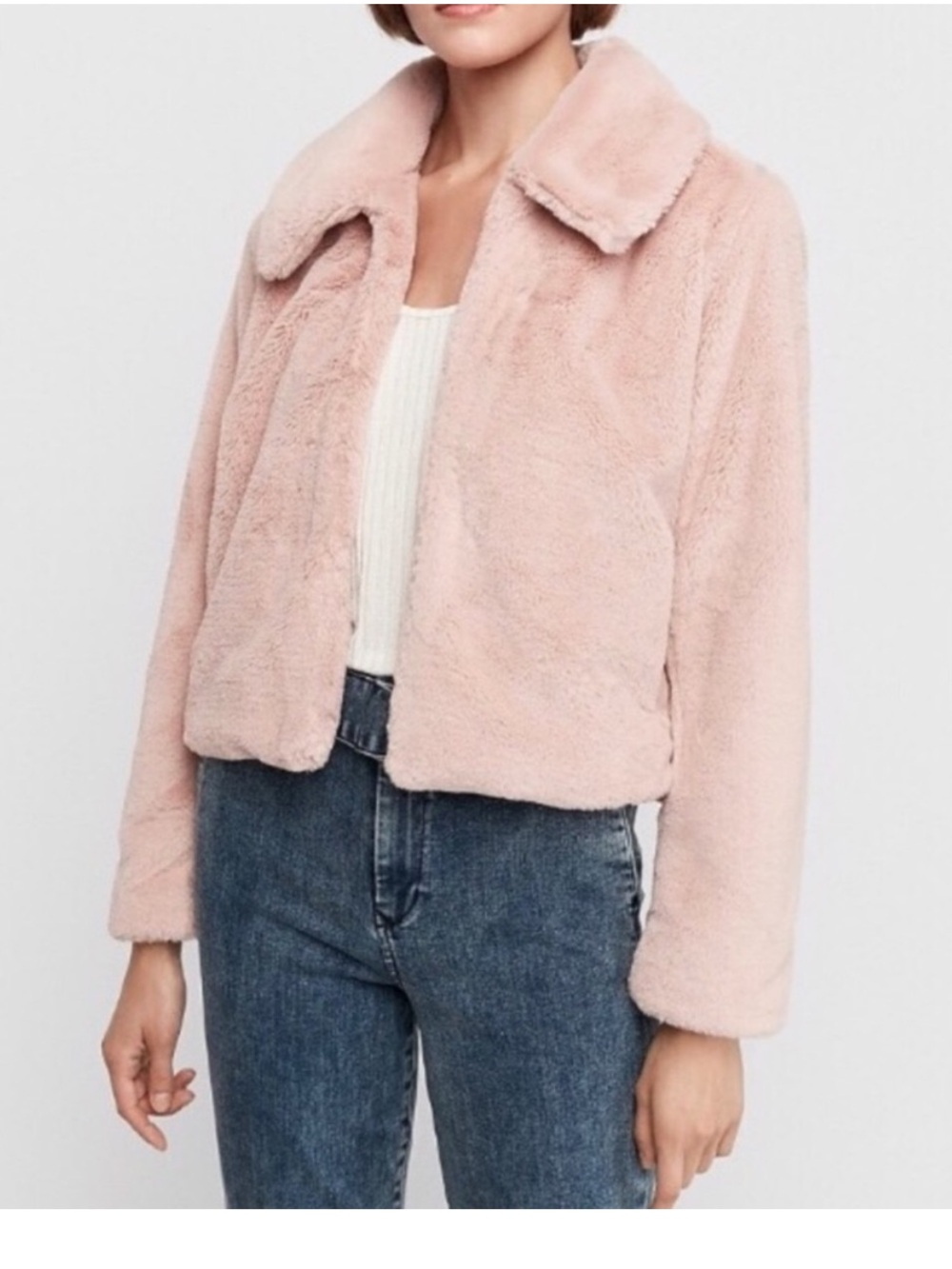 Express Blush Teddy Faux Fur Jacket